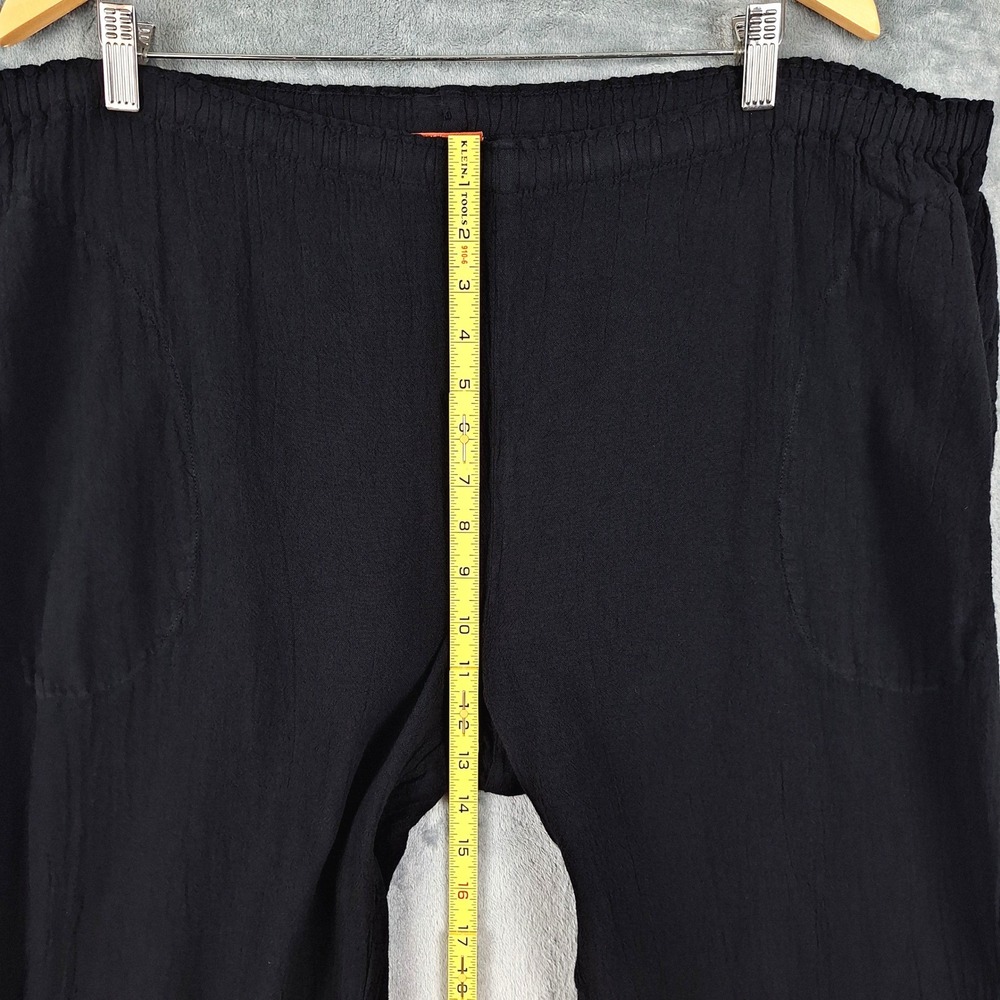 Oh My Gauze Pants L/XL Black Pull On Boho Lagenlook Beach Coastal Crop High Rise - Picture 5 of 9